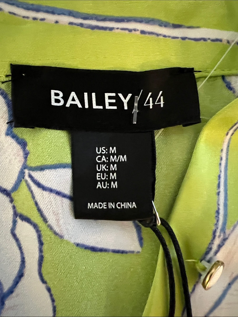 Bailey 44 Lime Green Floral Satin Button-Up Blouse - Picture 9 of 10